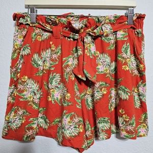 Jolie & Joy orange shorts with tie and floral print